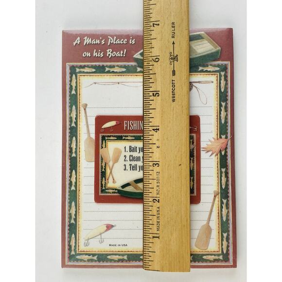 LINDA GRAYSON MAGNETIC NOTE PAD Fishing Rules Bait Hook Man's Place on Boat USA - Picture 7 of 8